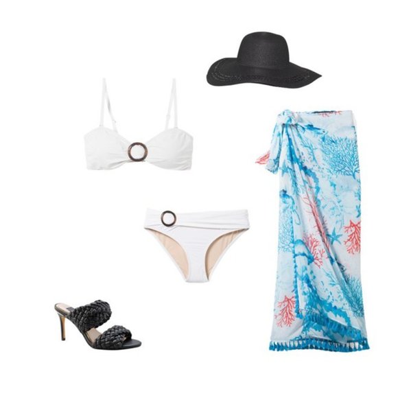 WHBM LARGE JELLYFISH CORAL PRINT CONVERTIBLE PAREO SARONG - Picture 6 of 6